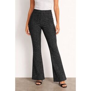 Nanette Nanette Lepore Womens M Black Silver Metallic Tweed Flare Pants Sparkle